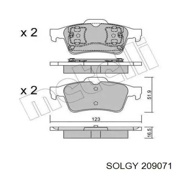 209071 Solgy Колодки тормозные дисковые комплект