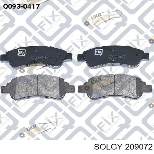 209072 Solgy передние тормозные колодки