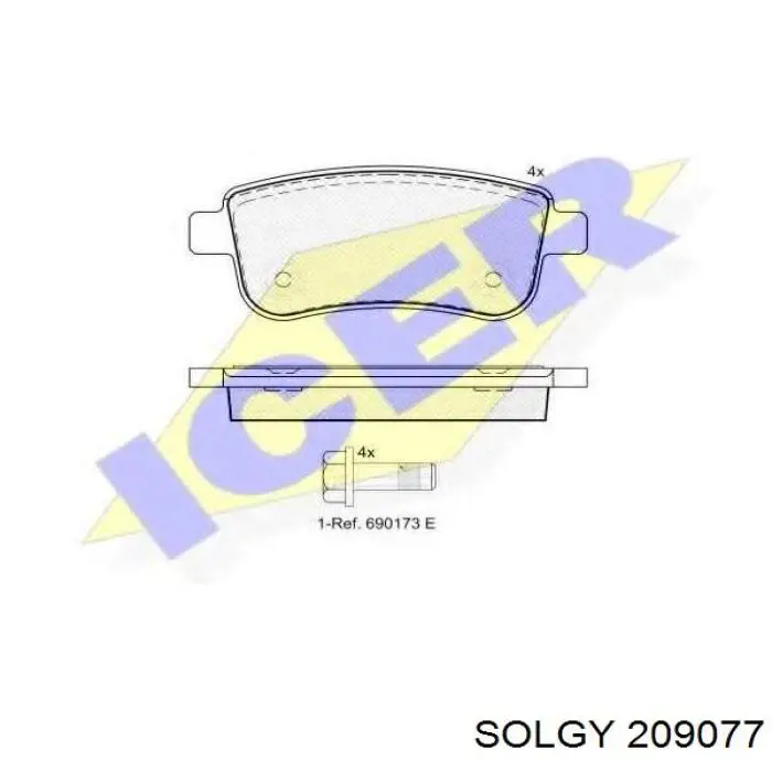 Задние тормозные колодки 209077 Solgy