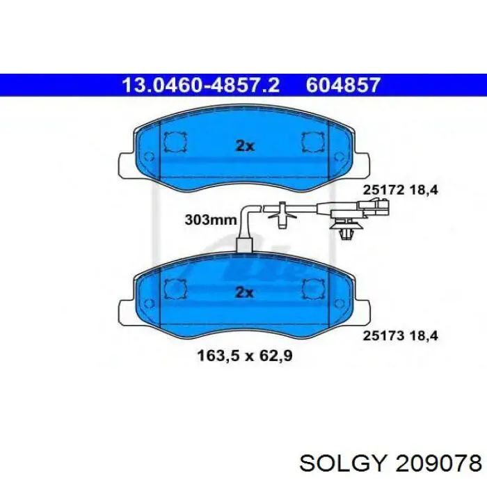 Колодки дисковые  Solgy 209078 цена, от 23.20 USD