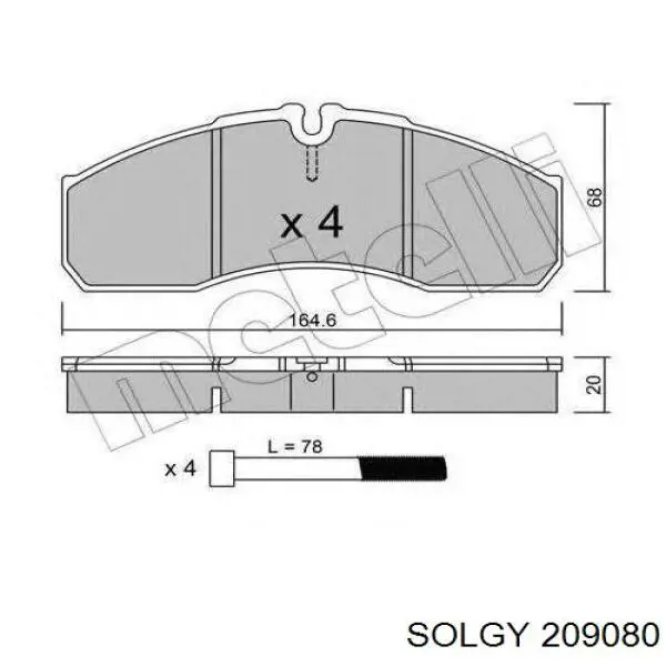 Передние тормозные колодки 209080 Solgy