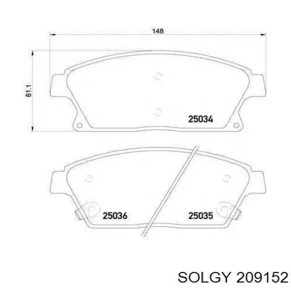 209152 Solgy sapatas do freio dianteiras de disco