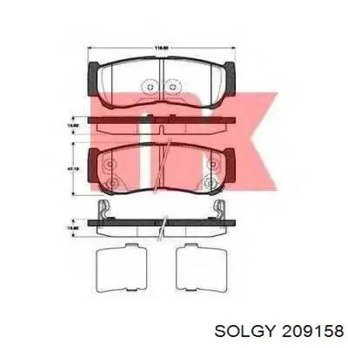 209158 Solgy задние тормозные колодки