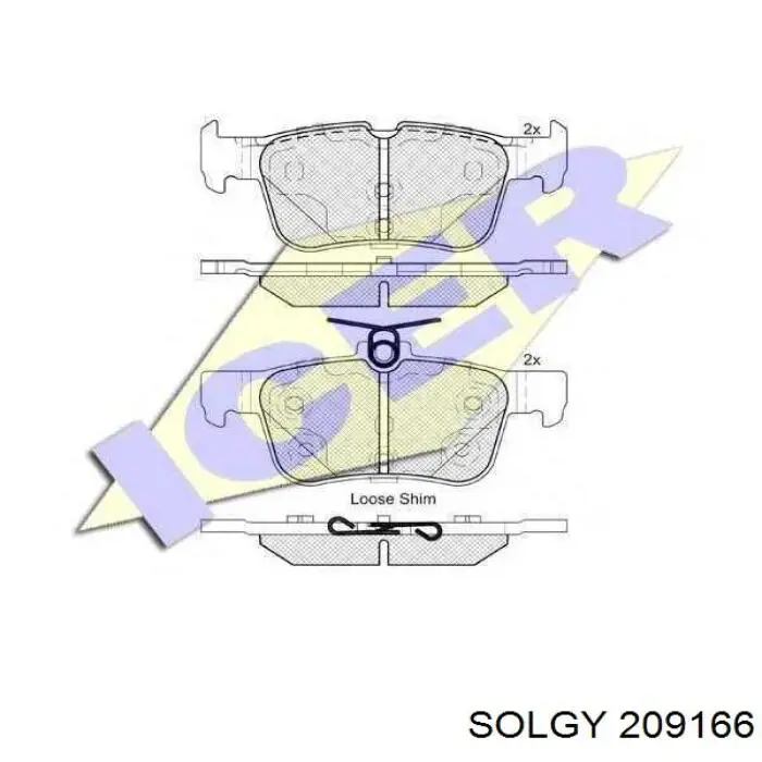 Задние тормозные колодки 209166 Solgy