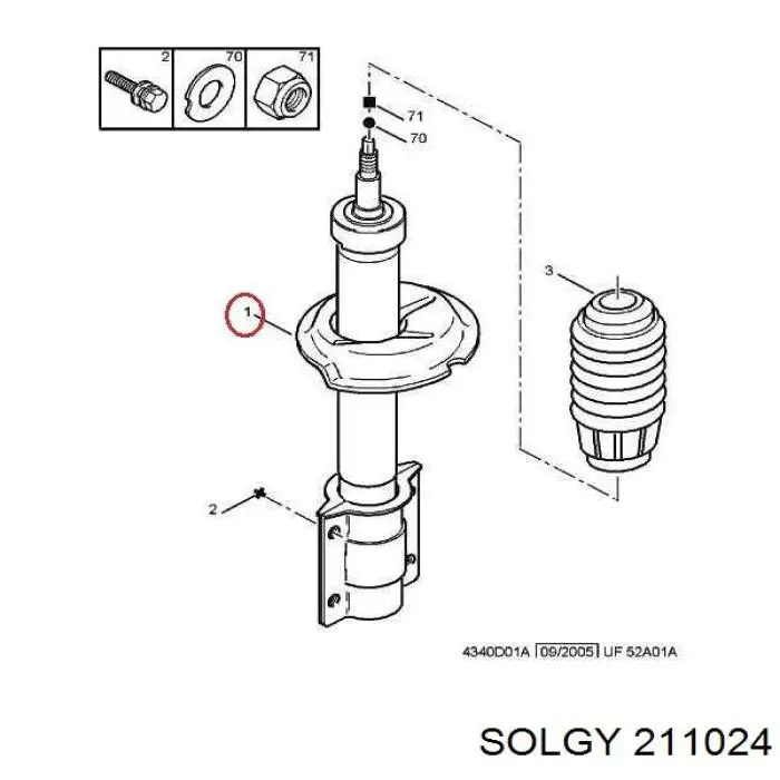 Стойка амортизатора передняя Solgy 211024 цена, от 52.89 USD