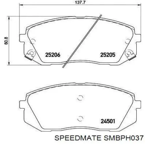 Передние тормозные колодки SMBPH037 Speedmate