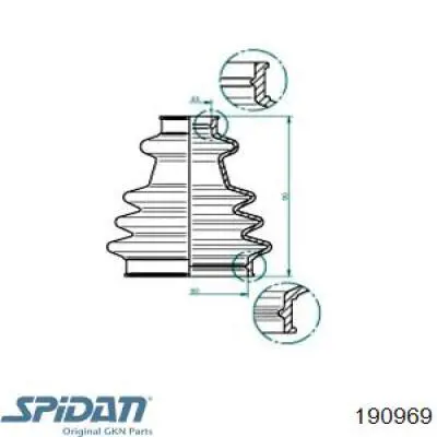 Fuelle, árbol de transmisión delantero interior 190969 GKN-Spidan