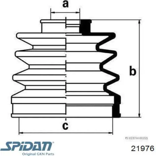 Fuelle, árbol de transmisión delantero exterior 21976 GKN-Spidan