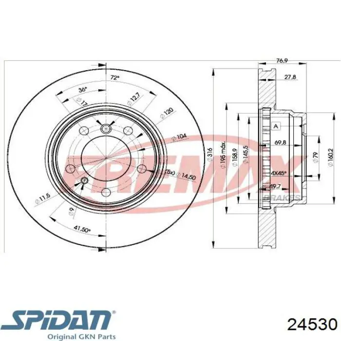 ШРУС наружный передний 24530 GKN-Spidan