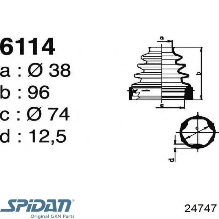 Купить 24747 GKN-Spidan Пыльник гранаты внутренний, передней полуоси