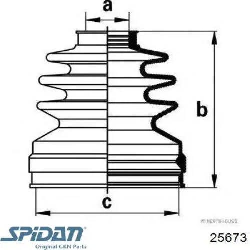 Пыльник ШРУСа передней полуоси внутренний левый 25673 GKN-Spidan