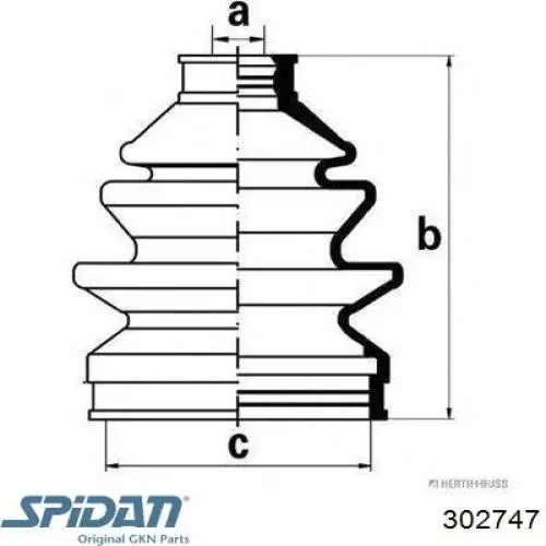 302747 GKN-Spidan bota de proteção externa de junta homocinética do semieixo dianteiro