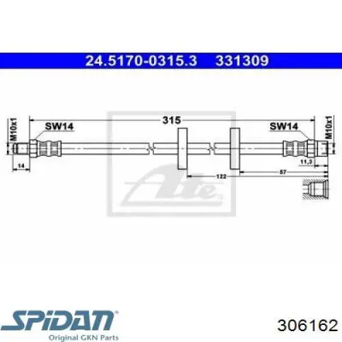 Левая полуось 306162 GKN-Spidan