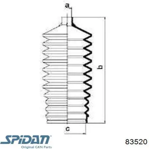 Пильник рульового механізму/рейки 83520 GKN-Spidan