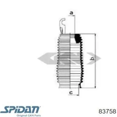 Пыльник рулевой рейки 83758 GKN-Spidan