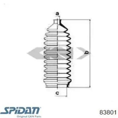 Пыльник рулевого механизма (рейки) правый 83801 GKN-Spidan