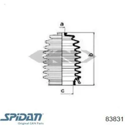 Пыльник рулевой рейки 83831 GKN-Spidan