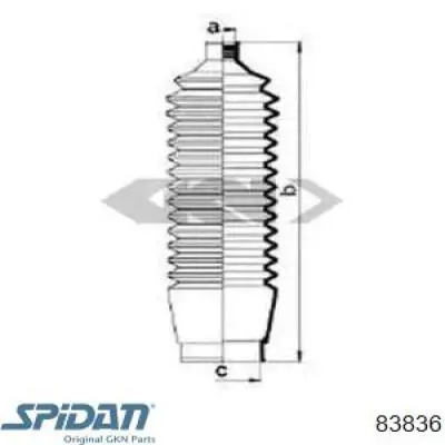 Пыльник рулевого механизма (рейки) правый GKN-Spidan 83836 цена, от 11.05 USD