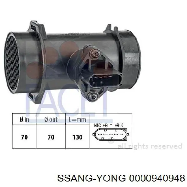 0000940948 Ssang Yong Датчик расхода воздуха
