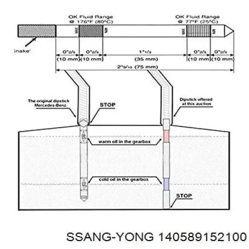 Купить 140589152100 Ssang Yong Щуп уровня масла в автомате