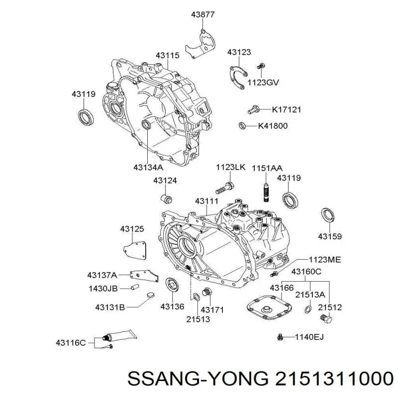 2151311000 Ssang Yong vedante de rolha de panela da caixa automática de mudança