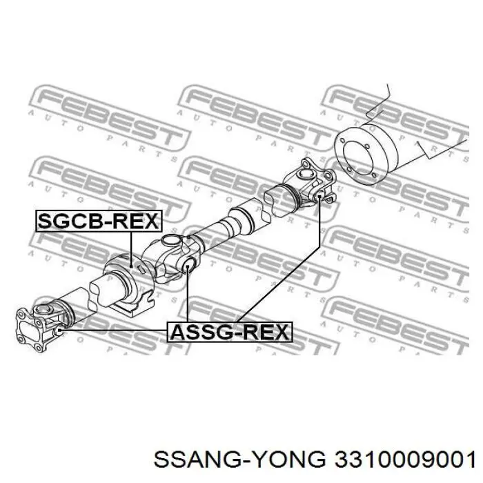 Вал карданный к переднему мосту на ssang yong kyron-ii внедорожник (01.07 - 12.99) 2.0td d20dt