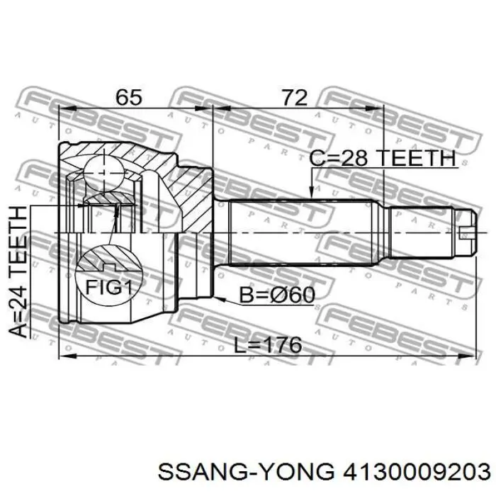 Привод передний левый Ssang Yong 4130009203 цена, от 154.24 USD
