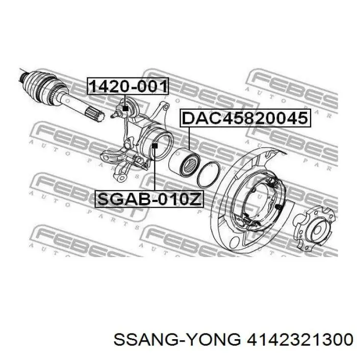 Комплект подшипника ступицы колеса Ssang Yong 4142321300 цена, от 19.99 USD