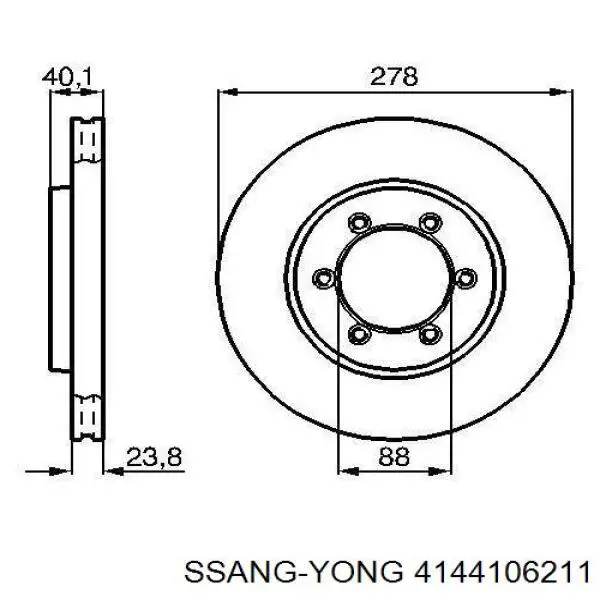 Тормоз дисковый передний Ssang Yong 4144106211 цена, от 43.10 USD