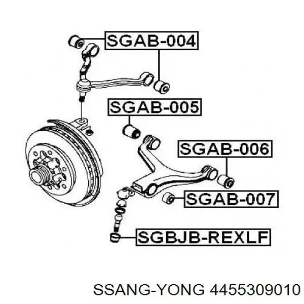 Сайлентблок передней подвески Ssang Yong 4455309010 цена, от 14.80 USD