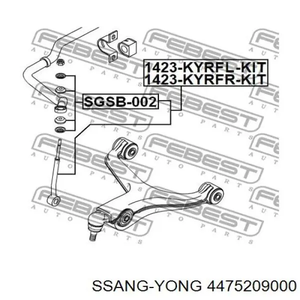 4475209000 Ssang Yong montante direito de estabilizador dianteiro