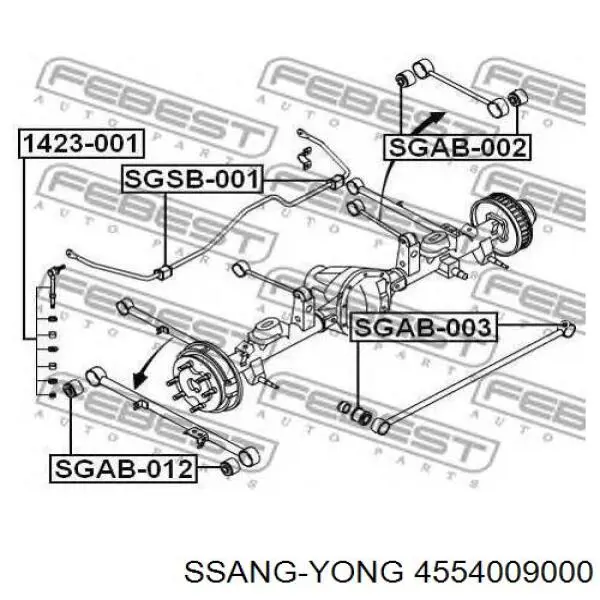 4554009000 Ssang Yong сайлентблок заднего продольного нижнего рычага