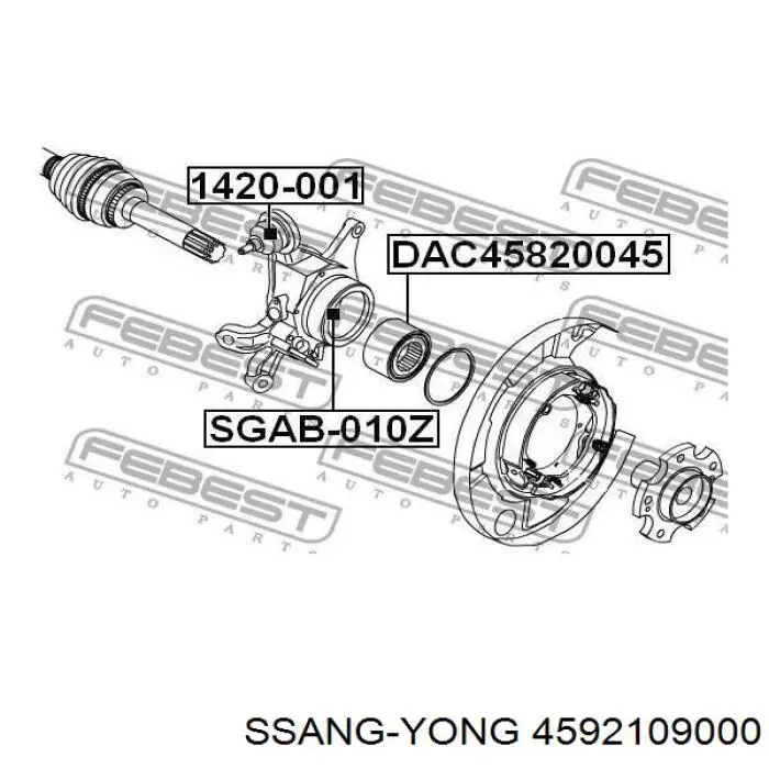 Купить 4592109000 Ssang Yong Цапфа - поворотный кулак задний, правый