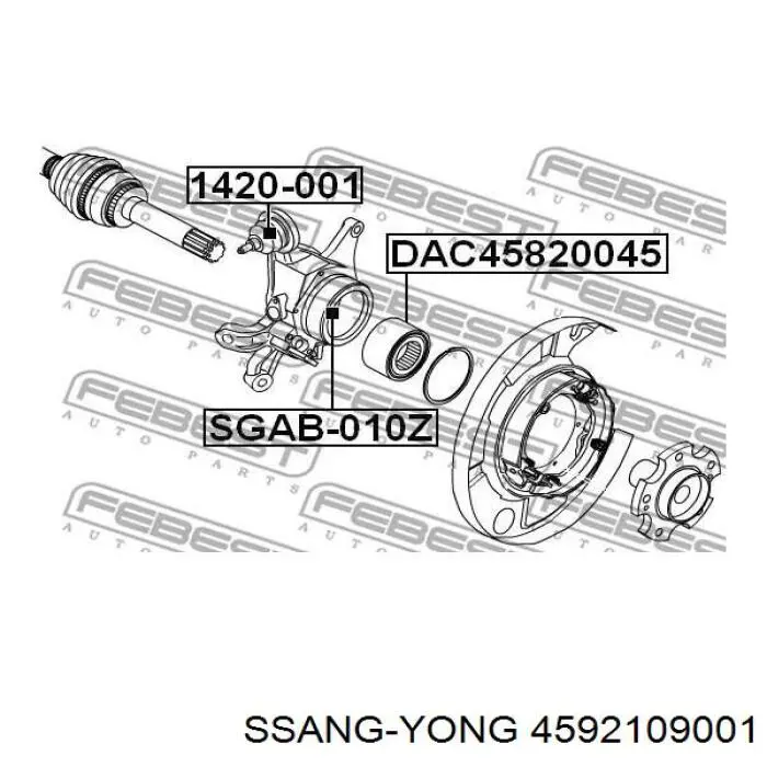 Купить 4592109001 Ssang Yong Цапфа - поворотный кулак задний, правый