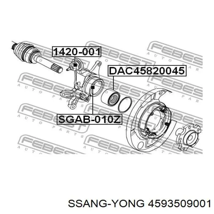 Купить 4593509001 Ssang Yong Нижняя шаровая опора