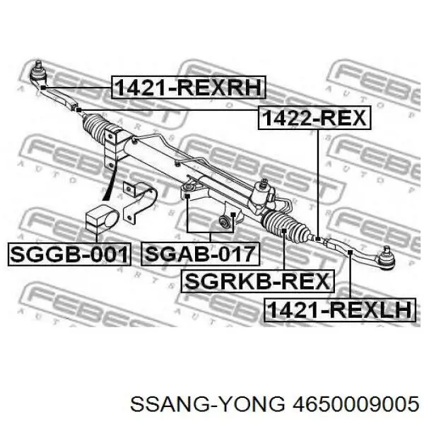 Рейка рулевая на ssang yong kyron-ii внедорожник (01.07 - 12.99) 2.0td d20dt