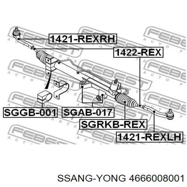 Рулевой наконечник Ssang Yong 4666008001 цена, от 15.84 USD
