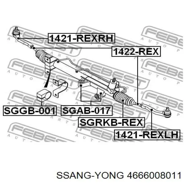Наконечник рулевой тяги внешний SSANG YONG 4666008011