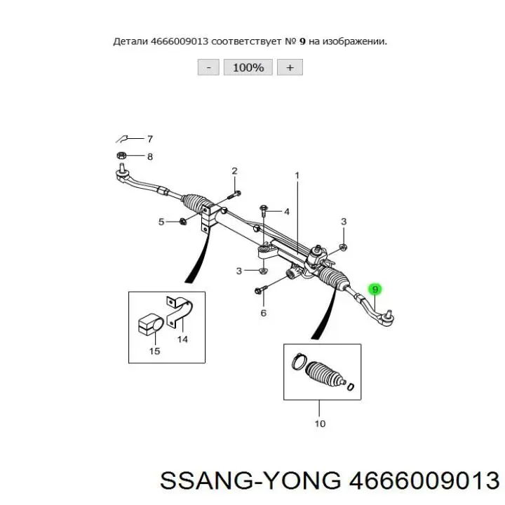 Рулевой наконечник Ssang Yong 4666009013 цена, от 36.85 USD