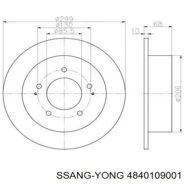 4840109001 Ssang Yong диск тормозной задний