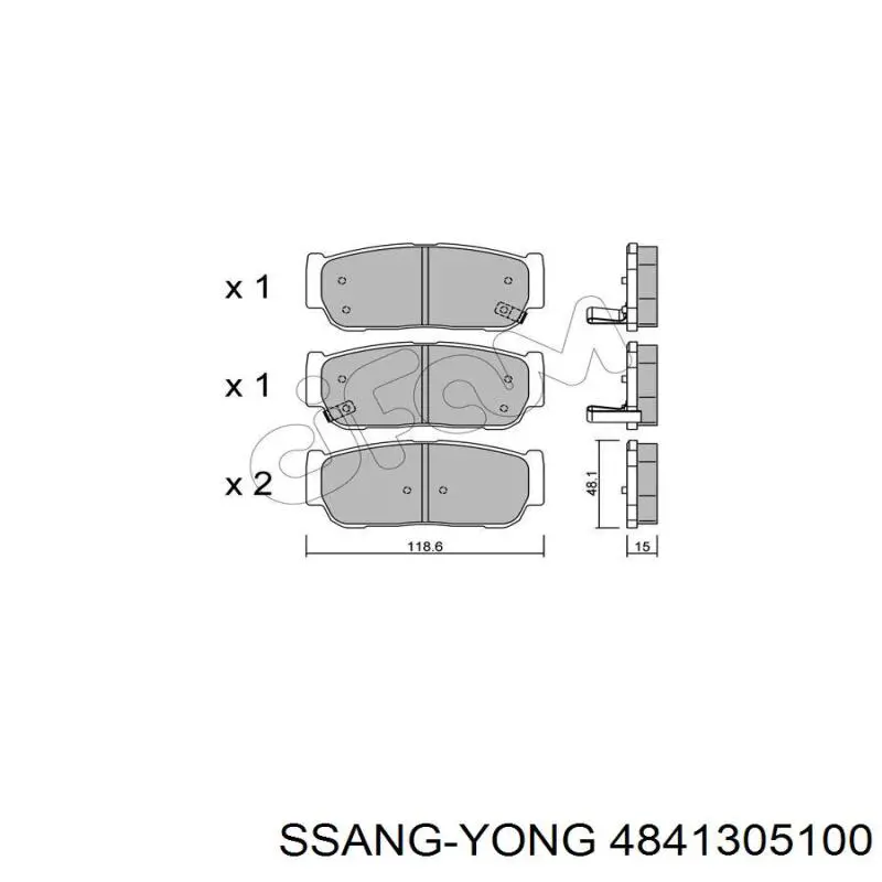 Колодки тормозные задние дисковые SSANG YONG 4841305100