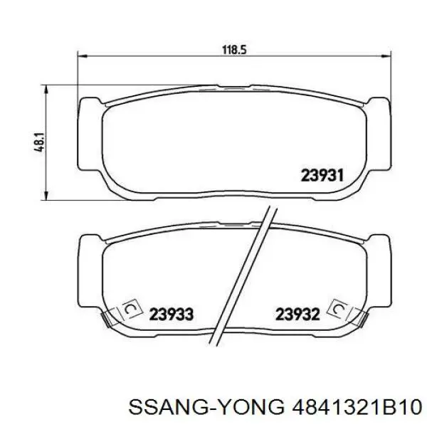 Колодки тормозные задние дисковые SSANG YONG 4841321B10