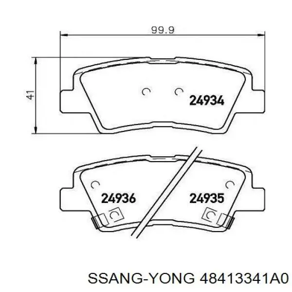 48413341A0 Ssang Yong sapatas do freio traseiras de disco