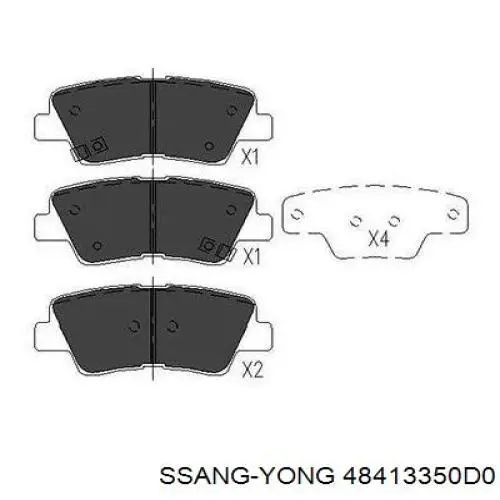 Pastillas de freno traseras 48413350D0 Ssang Yong