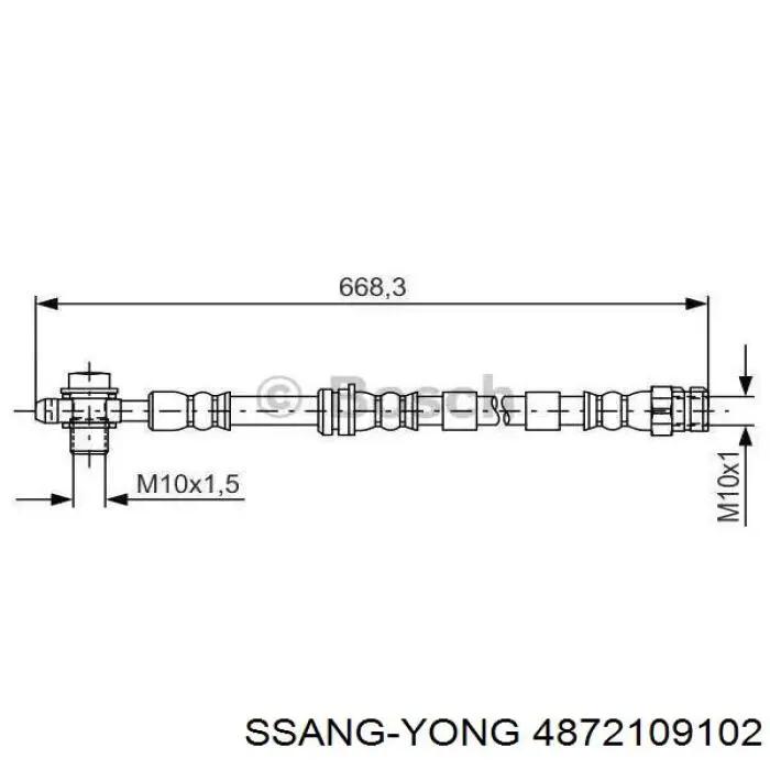 Шланг тормозной задний правый на SsangYong Rexton II 