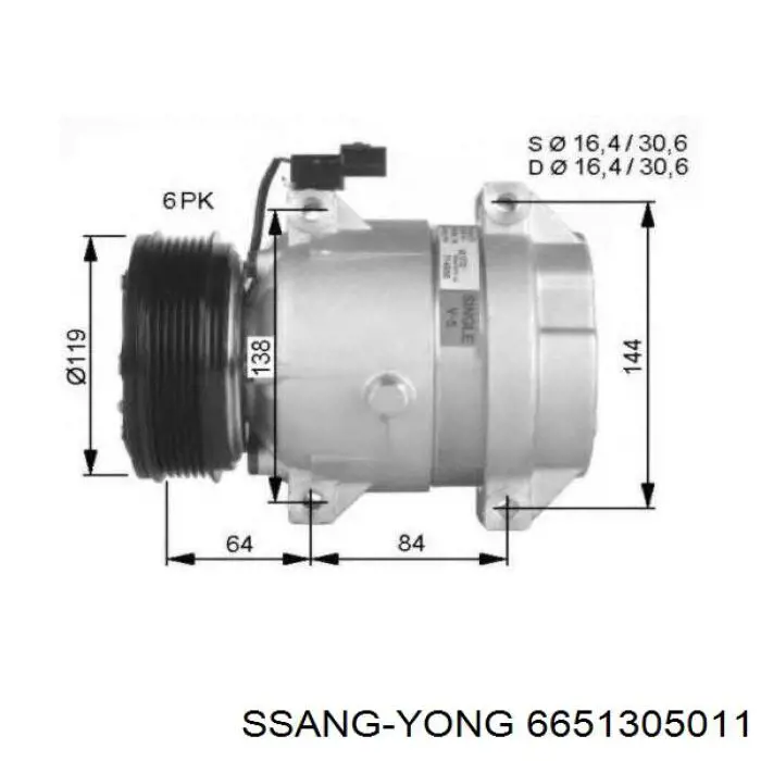 6651305011 Ssang Yong компрессор кондиционера