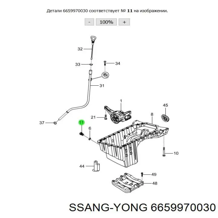 Parafuso de panela de motor para SsangYong Rexton 