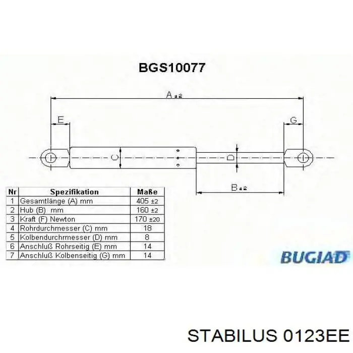 Купить 0123EE Stabilus Амортизатор двери багажника
