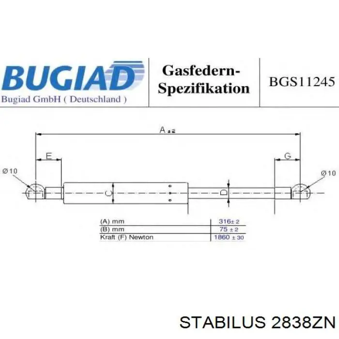 Купить 2838ZN Stabilus Амортизатор двери багажника