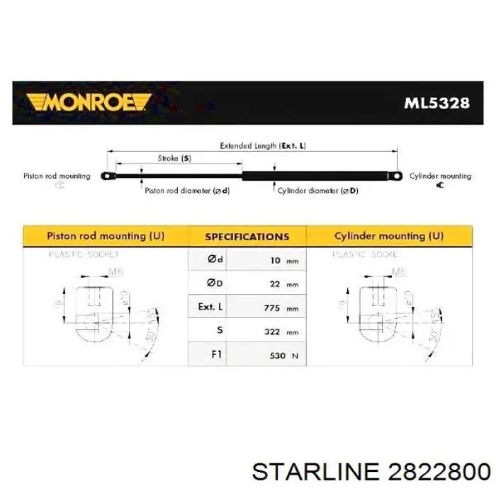 Амортизатор багажника 2822800 Starline